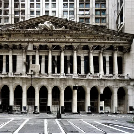 Prompt: abandoned stock exchange