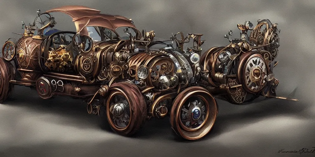 Image similar to Steampunk concept car By Konstantin Razumov, highly detailded