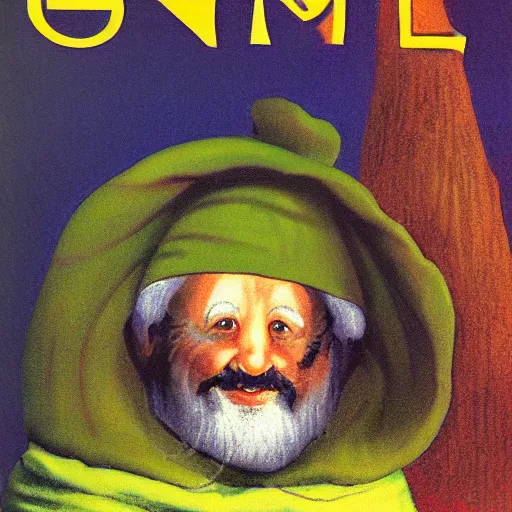 Image similar to cover of the magazine called Gnome in 1995 in the style of Arkhip Kuindzhi