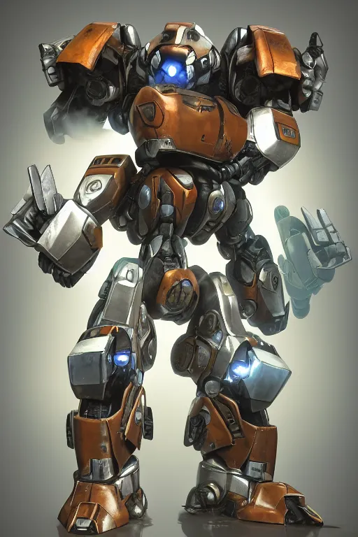 Image similar to mechwarrior 5 : mercenaries mech megaman transformer robot boss tank engine game octane render, 4 k, hd 2 0 2 2 3 d cgi rtx hdr style chrome reflexion glow fanart, global illumination ray tracing hdr fanart arstation by ian pesty by jesper ejsing pixar and disney unreal zbrush central hardmesh