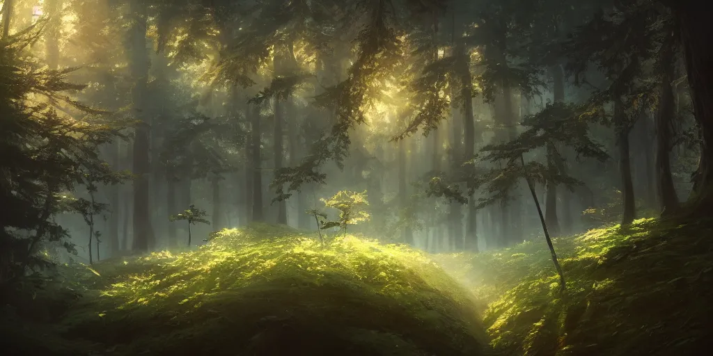 Image similar to a forest, highly detailed oil painting, Jessica Rossier, Studio Ghibli, digital art, octane render, beautiful composition, trending on artstation, masterpiece