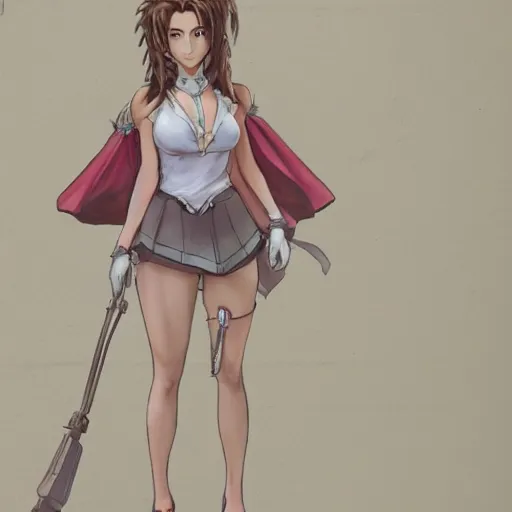 Image similar to full body shot of aerith gainsborough, concept art trending on artstation