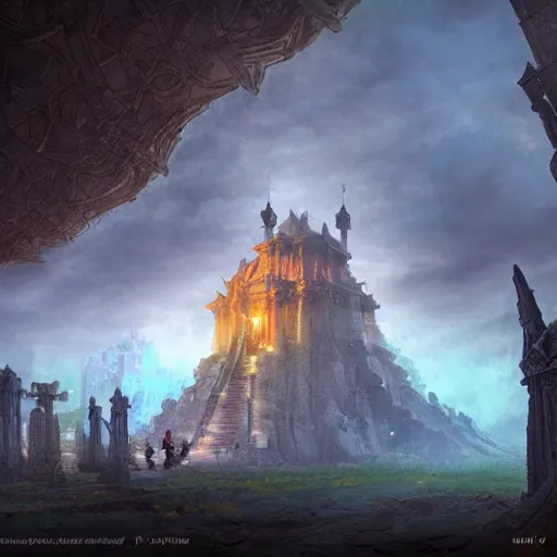 Image similar to fantasy epic temple inspired by Marc Simonetti