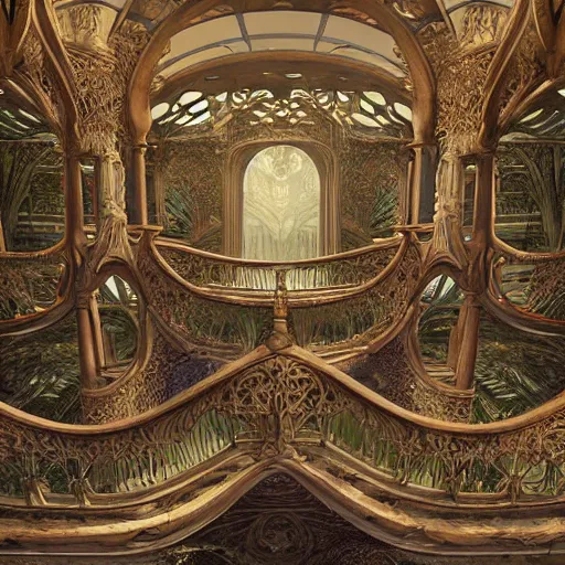 Image similar to art panoramic mansion art nouveau intricate details digital art ornate cryengine render by moebius, m. c. escher, syd mead, antoni gaudi, tomasz alen kopera, andreas franke, victo ngai, benoit mandelbrot