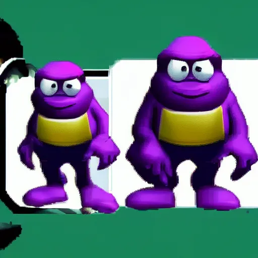 Prompt: a fun video game based on Grimace from Mcdonald's