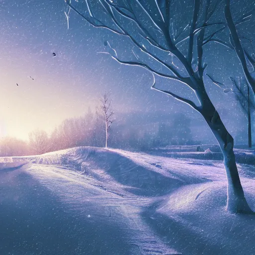 Image similar to a surreal winter landscape by by alena aenami and beeple