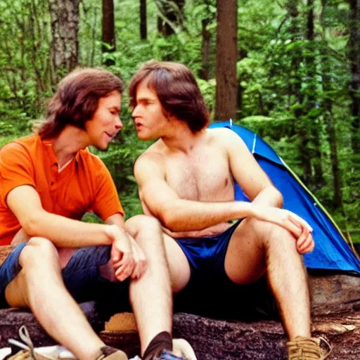 Image similar to gay couple camping together in the 7 0 s