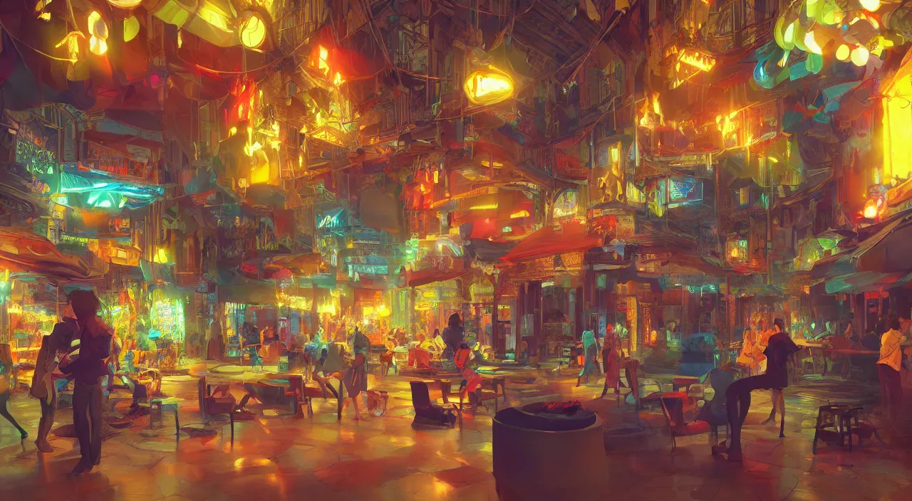 Image similar to bazaar zouk oriantal multicolorful sky shine place mosquet painting stylized digital video game icon global illumination ray tracing 8 k hd resolution, by ilya kuvshinov and cushart krentz and gilleard james