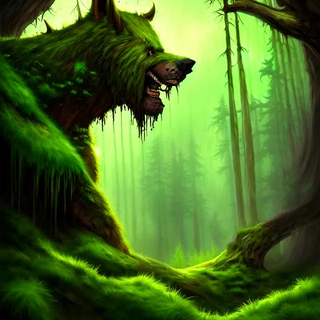 Prompt: epic professional digital art of BlackBear.OrcDruid,Moss.Trees,RagingProfile,Photorealistic, Epic Lycanthropic Assimilation by Anato Finnstark, best on artstation, cgsociety, wlop, cosmic, epic, stunning, gorgeous, much detail, much wow, masterpiece