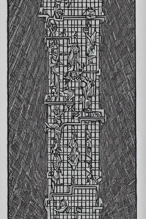 Prompt: the tarot of the tower in the style of Escher