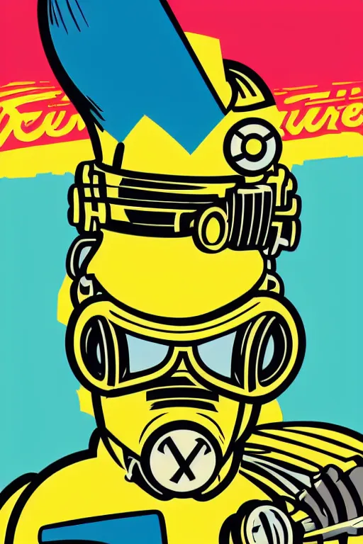 Image similar to fallout 7 6 retro futurist illustration art by butcher billy, sticker, colorful, illustration, highly detailed, simple, smooth and clean vector curves, no jagged lines, vector art, smooth andy warhol style