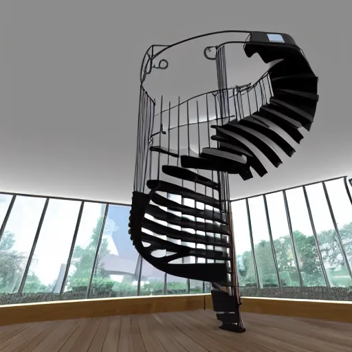 Prompt: a spiral staircase made out of pc cooling fans, high detailed, 4k