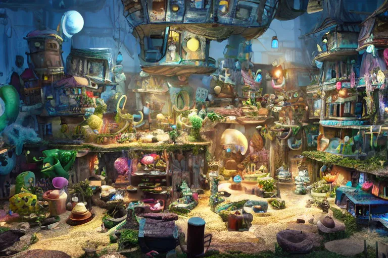 Prompt: the most amazing dream you ever had about bikini bottom squidward house area, hyper realistic, ambient lighting, concept art, intricate, hyper detailed, smooth, dynamic volumetric lighting, octane, cinematic