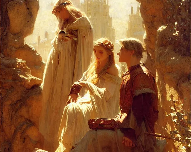 Image similar to dante and beatrice. highly detailed painting by gaston bussiere, craig mullins, j. c. leyendecker 8 k