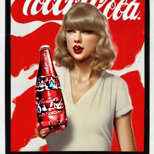 Image similar to Taylor swift in a vintage coca-cola ad