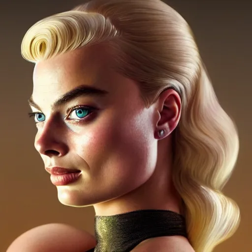 Prompt: a beautiful portrait of margot robbie as cute barbie ; crisp sharp focus ; ultra realistic, concept art, intricate details, stunning model, highly detailed, photorealistic, octane render, 8 k, unreal engine. art by artgerm and greg rutkowski and charlie bowater and magali villeneuve and alphonse mucha