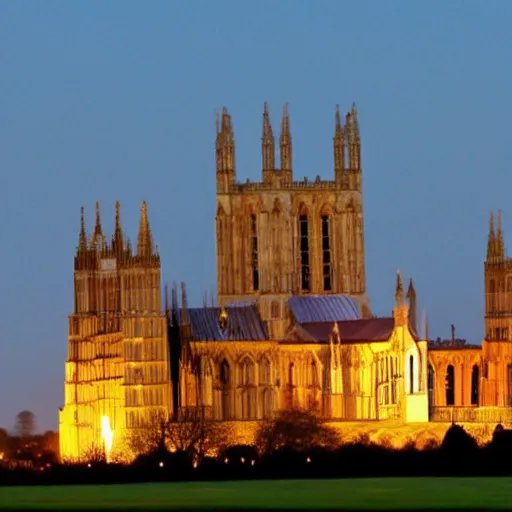 Prompt: moonrise over ely cathedral