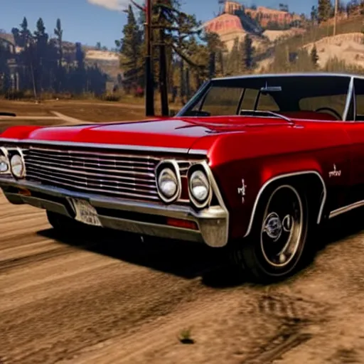 Image similar to 4 door 1 9 6 7 chevrolet impala in red dead redemption 2