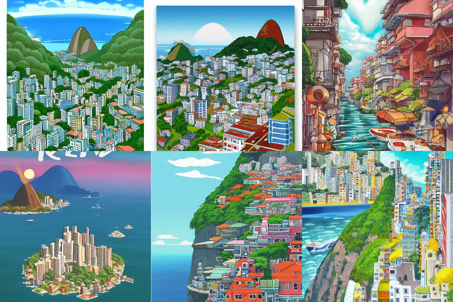 Prompt: Rio de janeiro by studio ghibli trending on artststion cozy