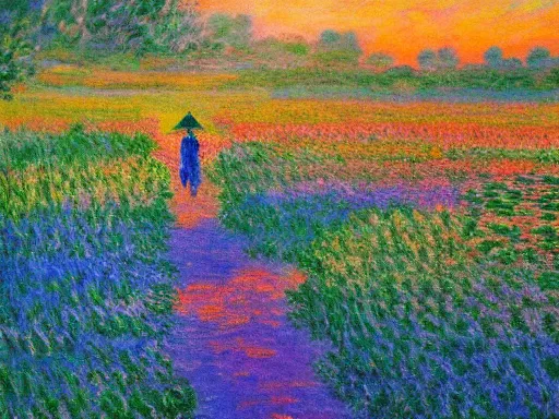 Prompt: vietnamese countryside at sunrise : : atmospheric, enchanting, landscape, earthporn : : painted by monet