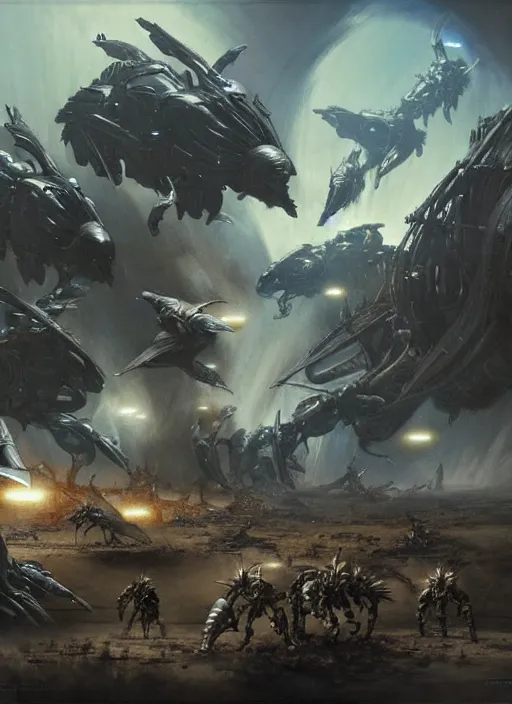 Image similar to a sci - fi battle scene, greg rutowski and jean baptiste monge, detailed, epic sci - fi concept art