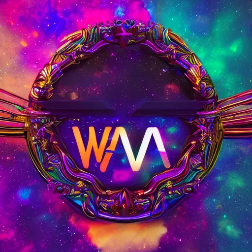 Image similar to a and w vaporwave logo, colorful, digital art, cosmic, 3 d high definition, trending on art station, photorealistic, high resolution, 8 k, octane, hyper detailed, insane details, intricate, elite, ornate, elegant trend, highly detailed and intricate, sharp focus, photography, unreal engine