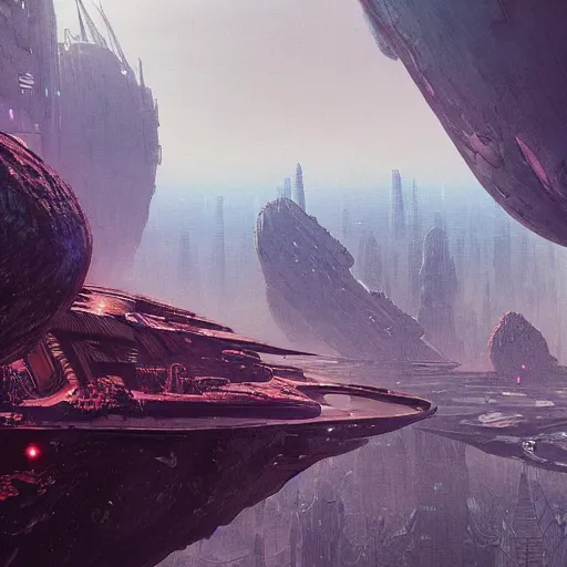 Image similar to the cybernetic asteroid city, technological phenomenon, by zdzisław beksinski, greg rutkowski, and j. g. quintel, futurecore, 5 mm hyperdetailed digital art by jan urschel and neil blevins and tony diterlizzi, and cyberpunk