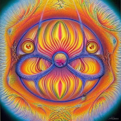 Prompt: an abstract painting of joy by Alex Grey, highly detailed