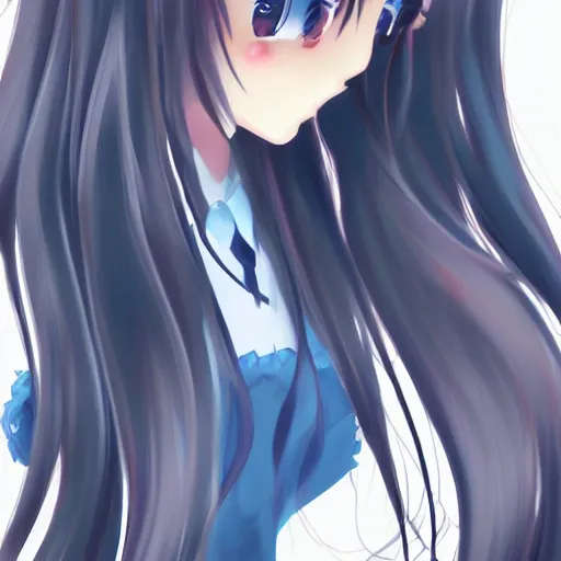 Image similar to beautiful pretty pure kawaii cute lovely innocent elegant hot nice sweet tiny chiisai girly feminine long hair anime waifu sister girl Trending on Pixiv