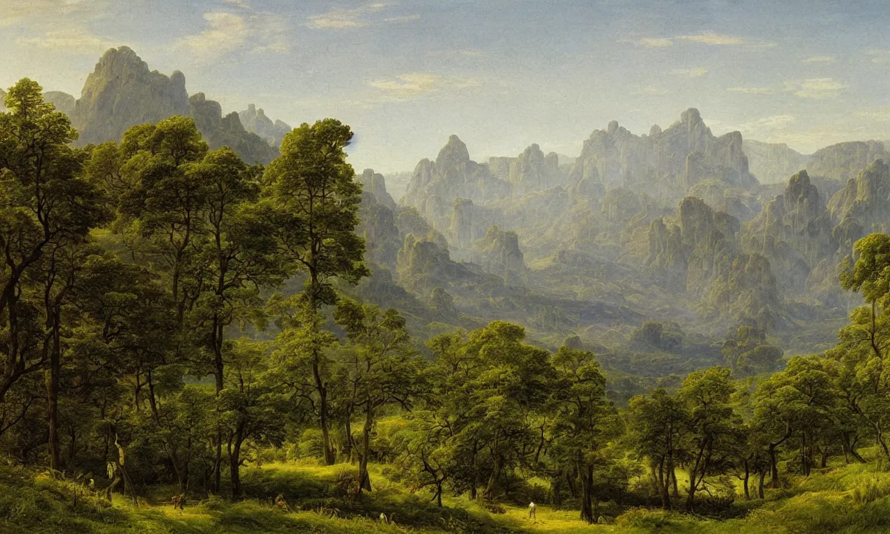 Prompt: a painting of a majestic landscape of noway in summer by caspar david friedrich, high detail,