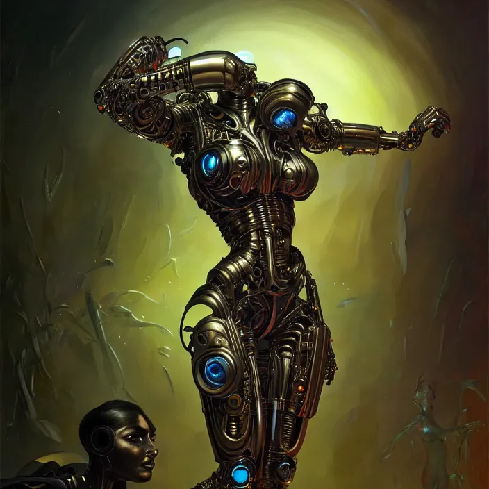 Image similar to organic cyborg, diffuse lighting, fantasy, intricate, elegant, highly detailed, lifelike, photorealistic, digital painting, artstation, illustration, concept art, smooth, sharp focus, art by ernie barnes and george bellows and jean germain drouais and skunkyfly and kelogsloops