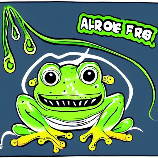 Image similar to an alien frog, cartoon illustration, vector art, hitofude ryuu, by tomie depaola