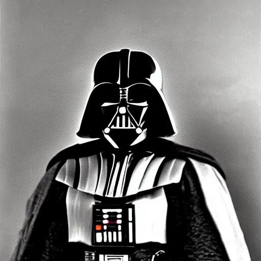 Image similar to Darth Vader in world war 2, vintage photograph