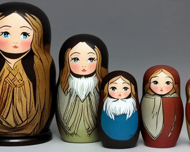 Prompt: lord of the rings Russian nesting dolls