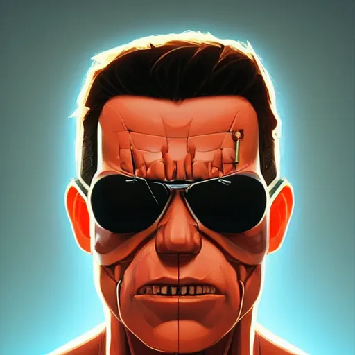 Image similar to face icon stylized minimalist the terminator 2 : judgement day, loftis, cory behance hd by jesper ejsing, by rhads, makoto shinkai and lois van baarle, ilya kuvshinov, rossdraws global illumination