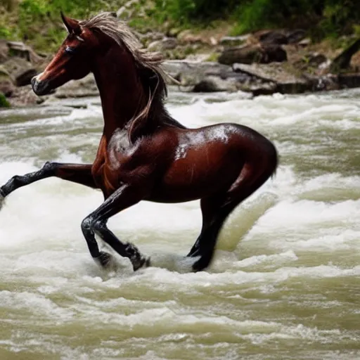 Prompt: sticky river horse