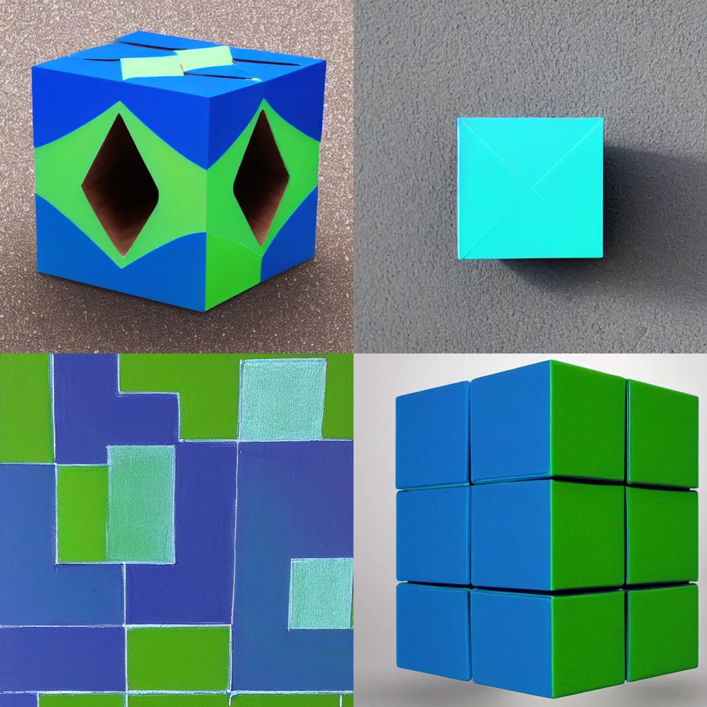Prompt: blue ((((((green)))))) cube
