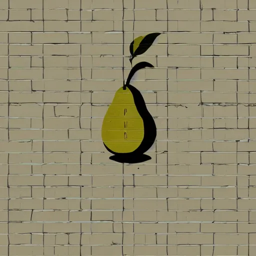 Image similar to pear logo, minimalistic design, banksy, bold, sharp, white background, illustration, by franks stella, by joe baer