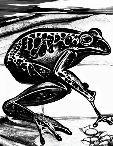 Image similar to a god frog sketch, black and white, artstation, dramatic scenery, masterpiece, aesthetic