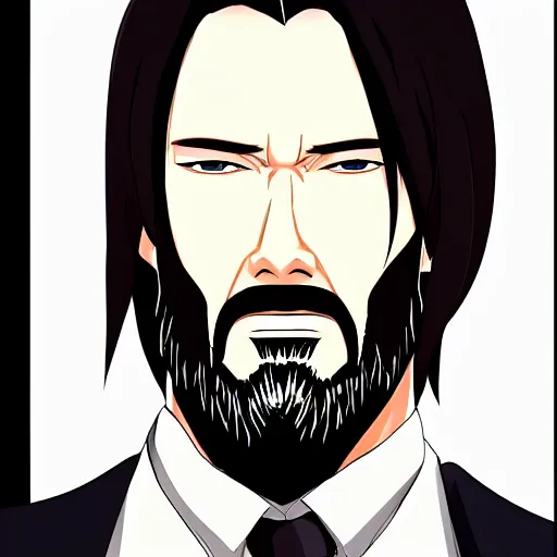 Image similar to portrait of John Wick in anime style, anime, detailed face, Anime