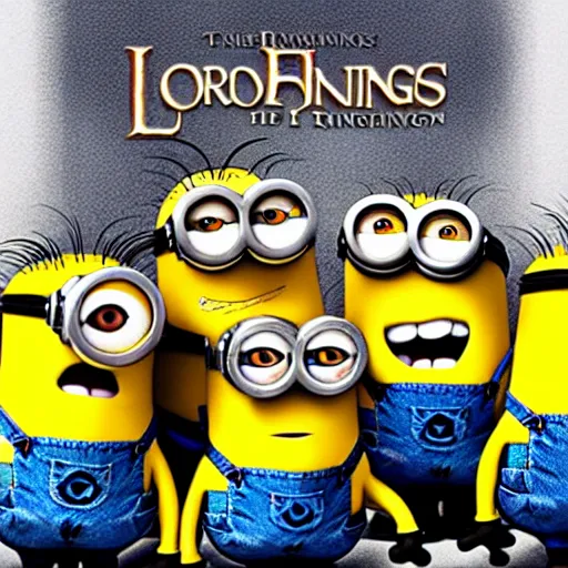 Image similar to the minions featured in the lord of the rings movie poster