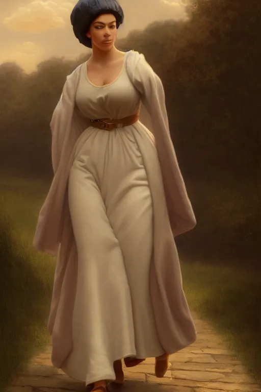 Image similar to Pete Davidson Midget Being Walked By Kim Kardashian As An Old Lady illustration, soft lighting, soft details, painting oil on canvas by Edmund Blair Leighton and Charlie Bowater octane render, HDR, trending on artstation, 4k, 8k, HD