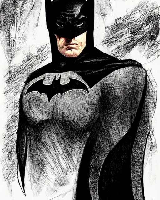 Image similar to portrait of batman, illustration, art by neil gaiman