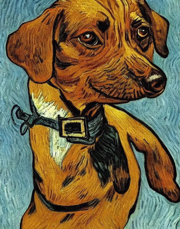 Image similar to Portrait of a dachshund, Vincent Van Gogh