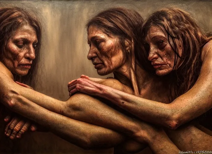 Prompt: photo, female arm wrestlers, woodland location, stefan kostic and david cronenberg, realistic, sharp focus, 8 k high definition, intricate, chiaroscuro, elegant, perfect faces, symmetrical face, extremely detailed, hypnotic eyes, realistic, fantasy art, masterpiece zdzislaw beksinski, national geographic, artgerm