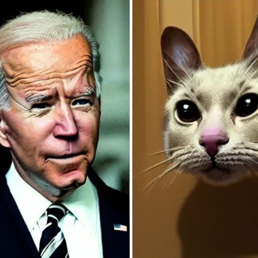 Prompt: joe biden as a cat in the white house