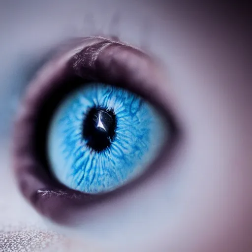 Prompt: extreme close up of male blue eye, macro photography, 4k