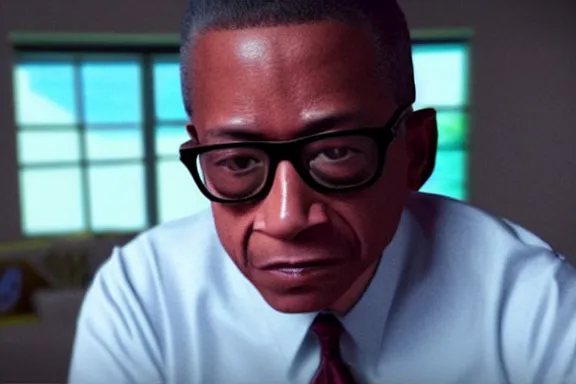 Image similar to “ very very high quality screenshot of gus fring in a pixar movie, rendered in octane 8 k with detailed cinematic lighting and shading, award - winning crisp details ”