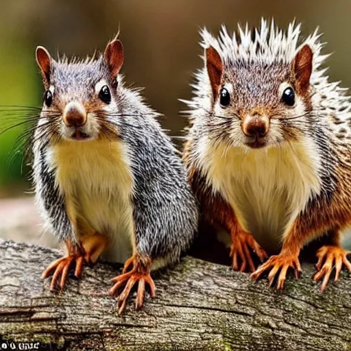 Image similar to diplomatic treaty has been signed between the squirrels and the hedgehogs, national leaders photo