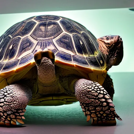 Image similar to tortoise x - ray bright lights, operating room, closeup, wide angle